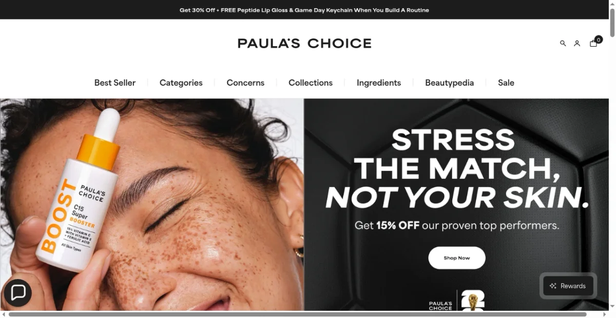 Paula's Choice website screenshot