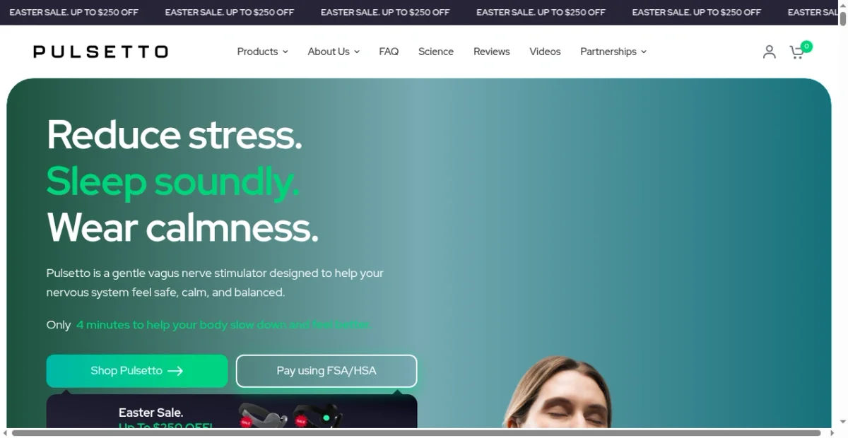 Pulsetto website screenshot