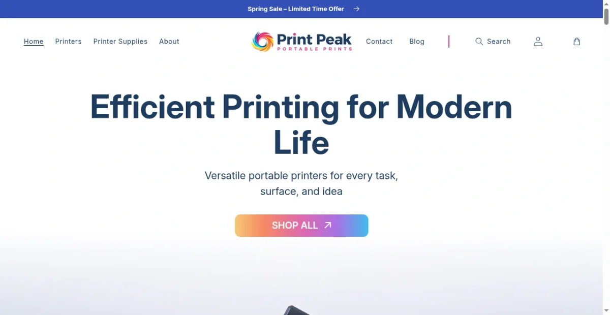 Print Peak website screenshot