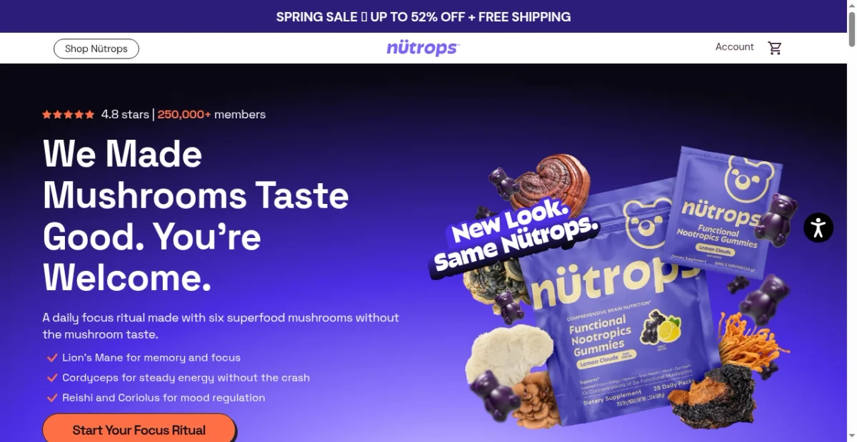 Nütrops website screenshot