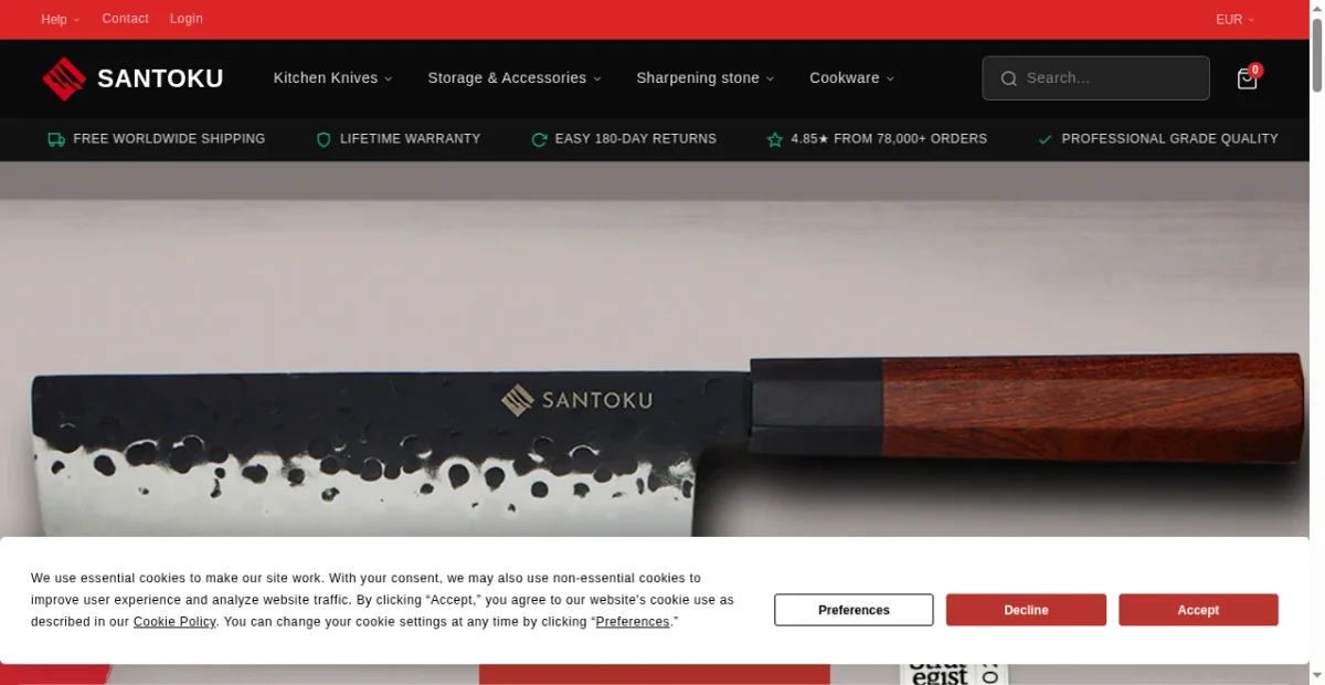 santokuknives website screenshot