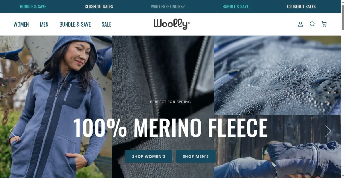 Woolly Clothing Co website screenshot