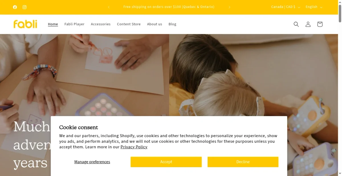 Fabli website screenshot