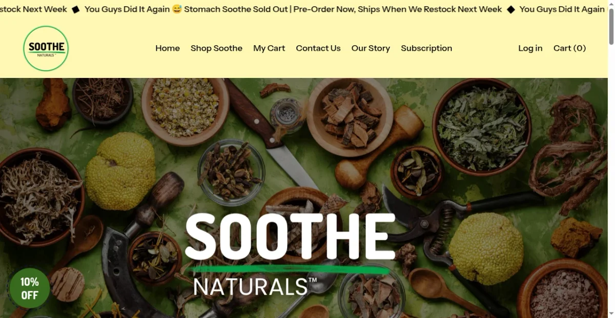 Soothe Naturals website screenshot