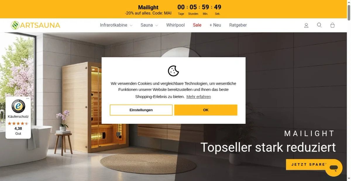 artsauna.de website screenshot