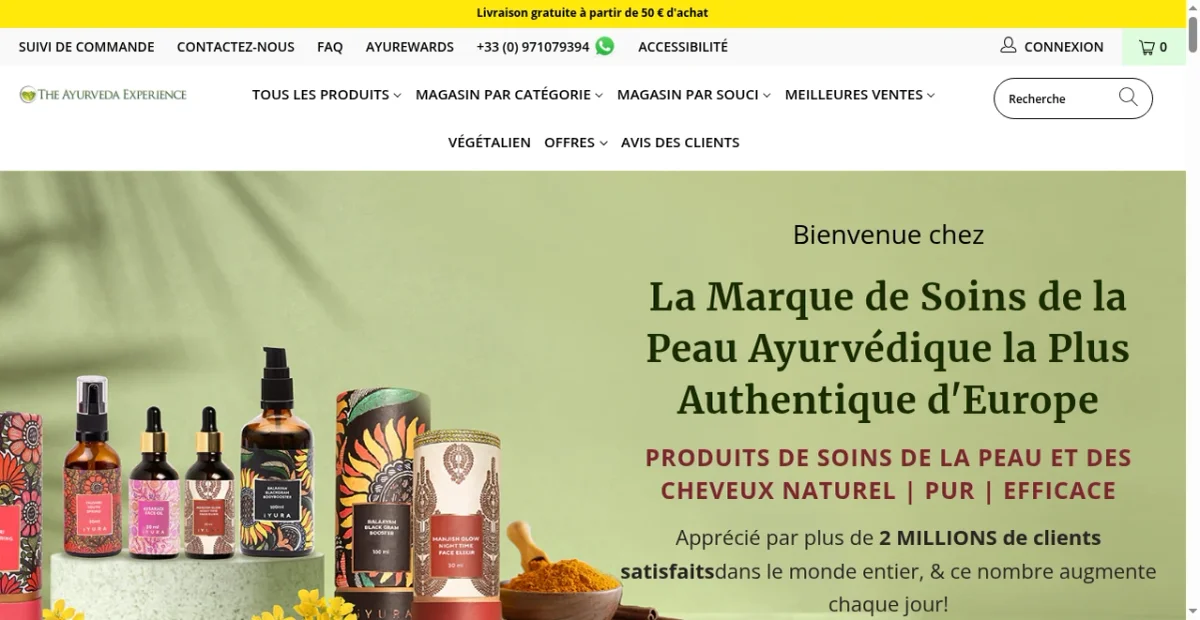 The Ayurveda Experience FR website screenshot