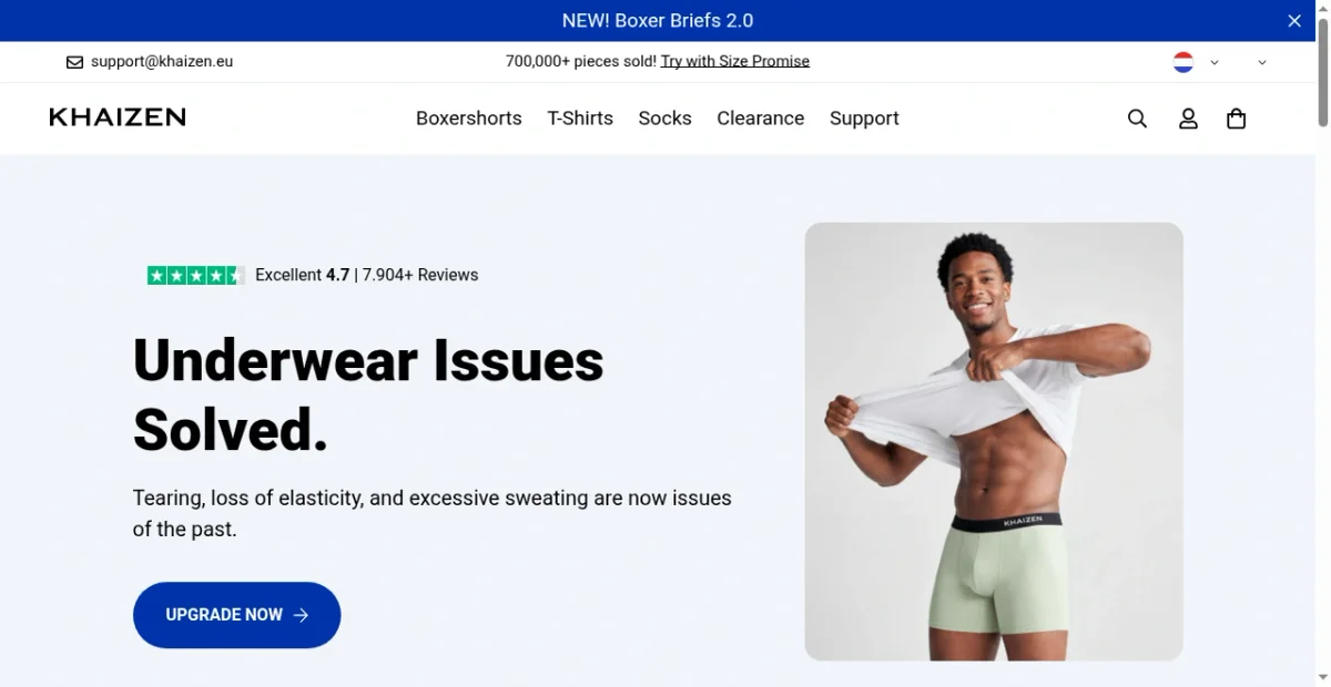 KHAIZEN Underwear website screenshot