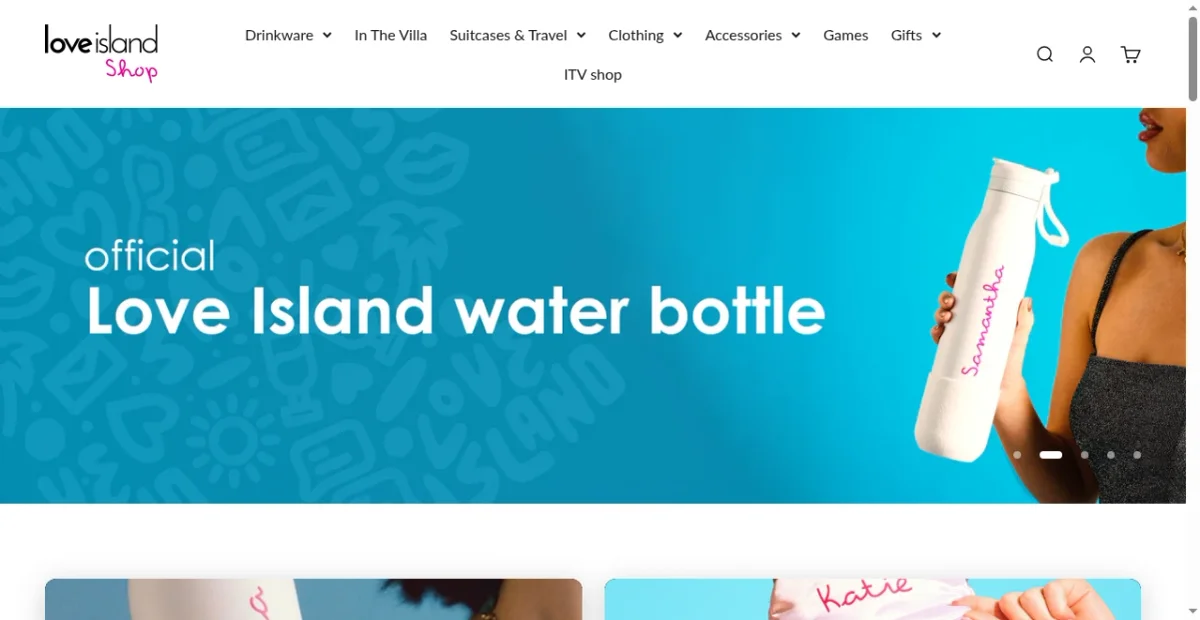Official Love Island Shop website screenshot