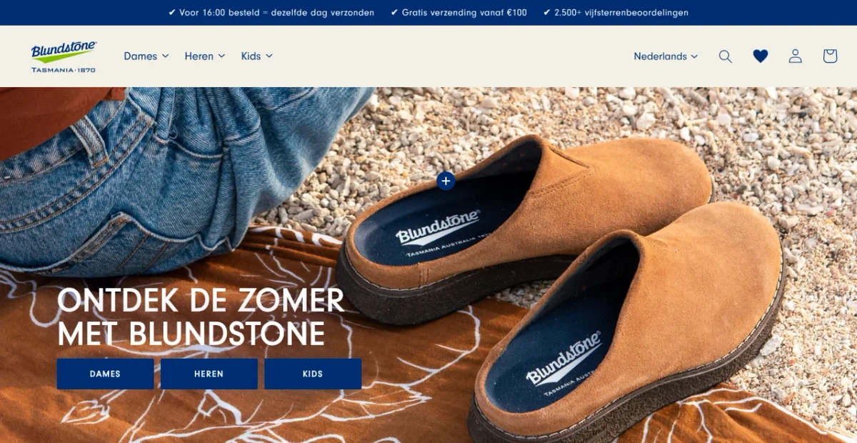 Blundstone Benelux website screenshot