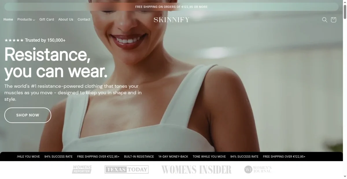 Skinnify website screenshot