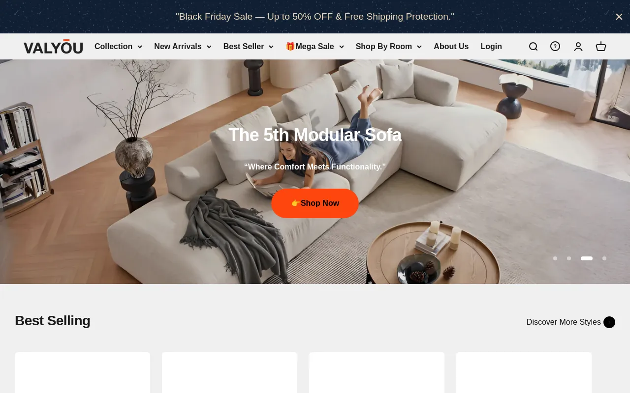 valyoufurniture.com screenshot