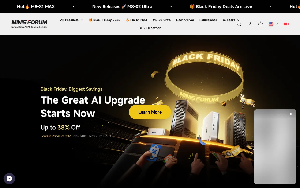 Minisforum website screenshot