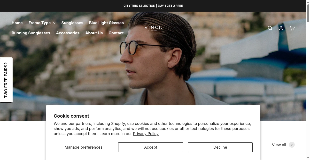 VINCI. Eyewear screenshot