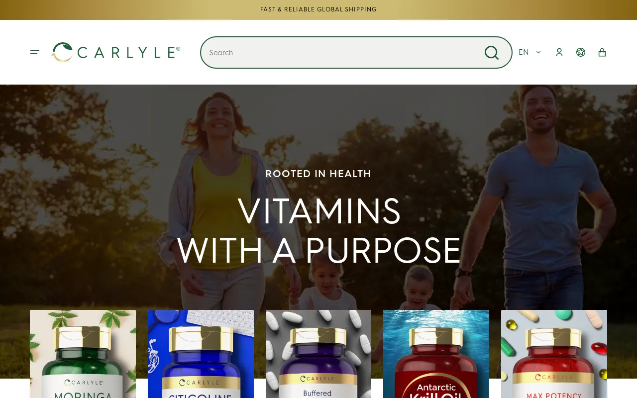 Carlyle Nutritionals website screenshot