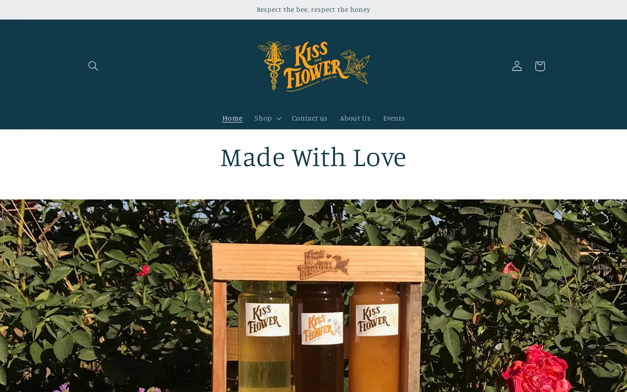 Kiss the Flower Honey Co. website screenshot