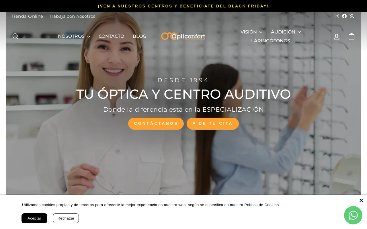 Opticonfort website screenshot