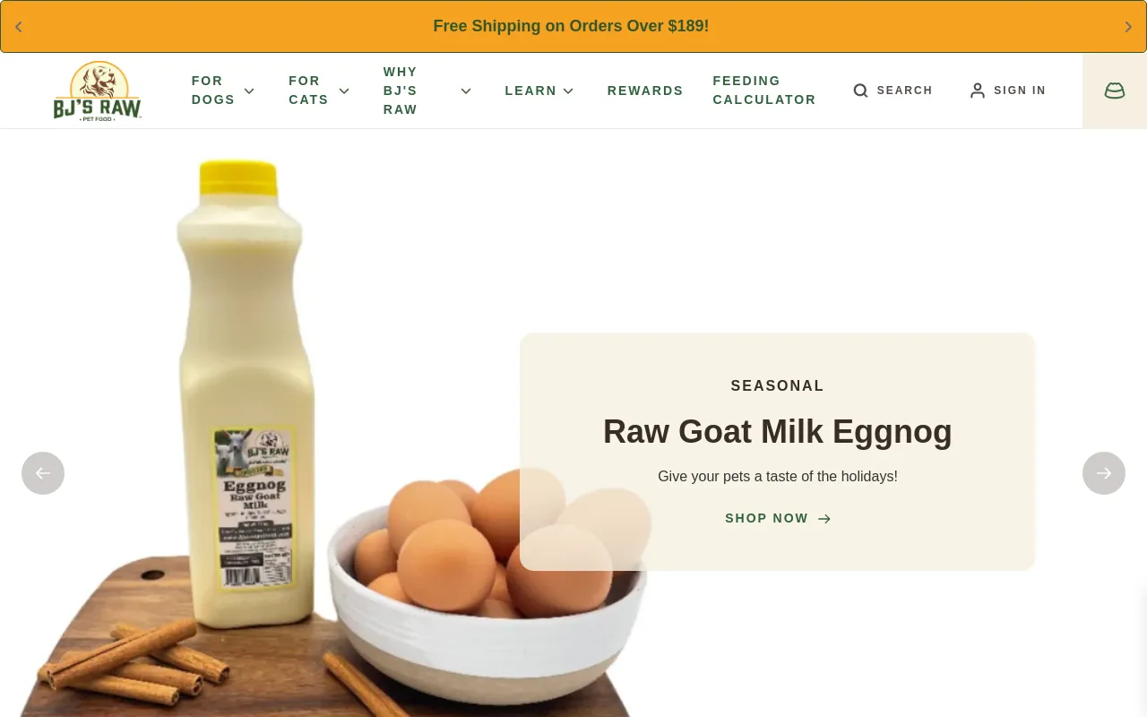 BJ's Raw Pet Food screenshot