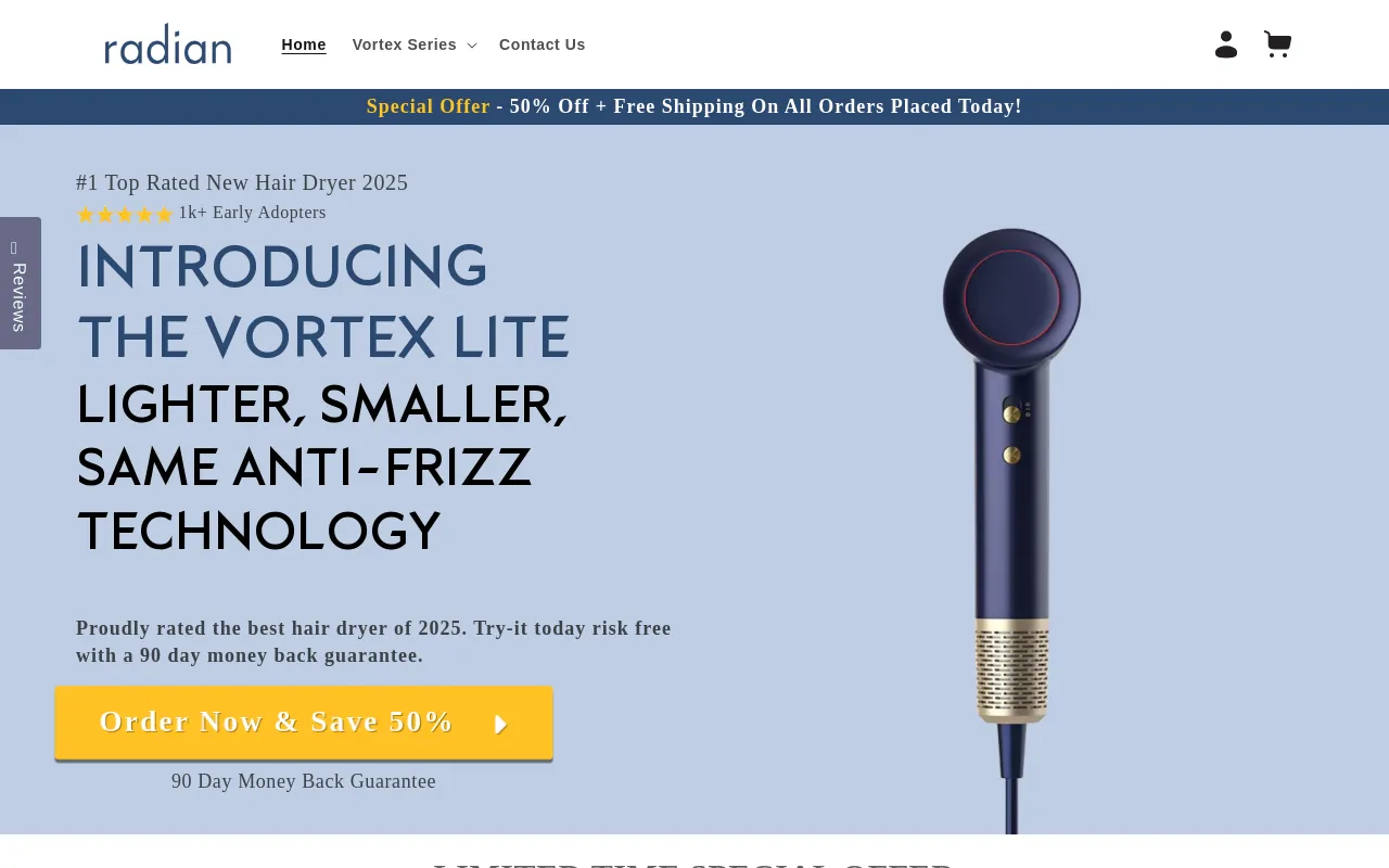 radianhair.com screenshot