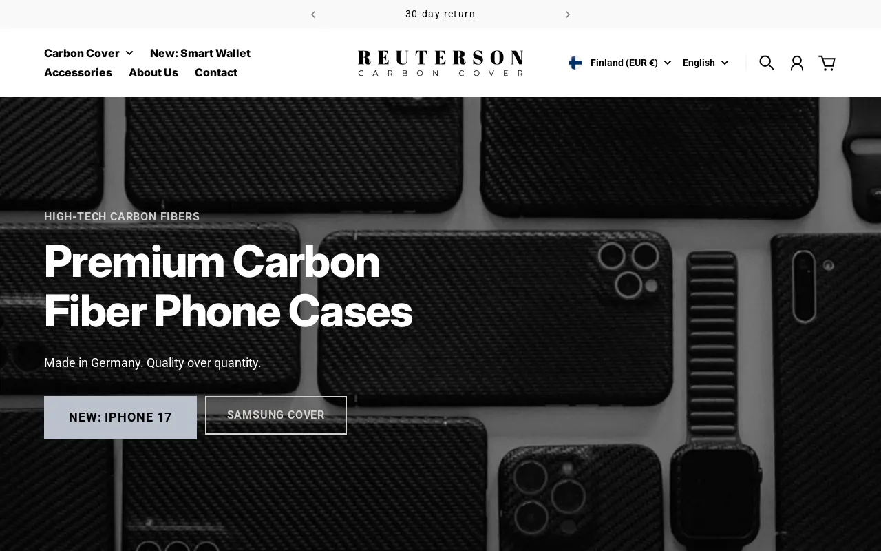 Reuterson Carbon Cover website screenshot
