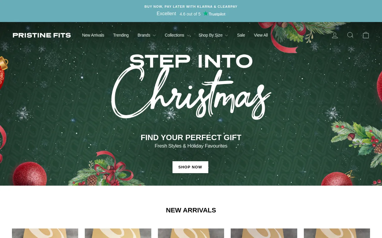 Pristine Fits website screenshot