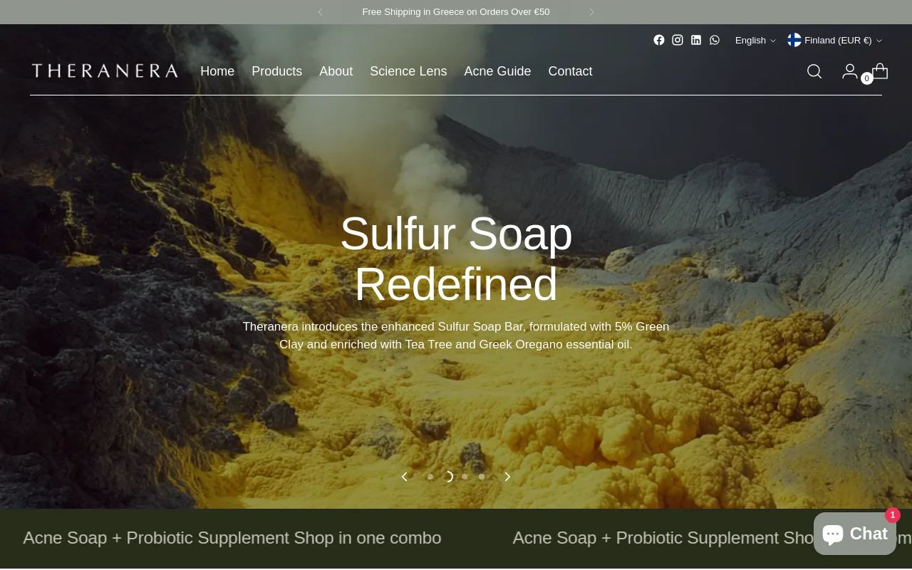 Theranera website screenshot