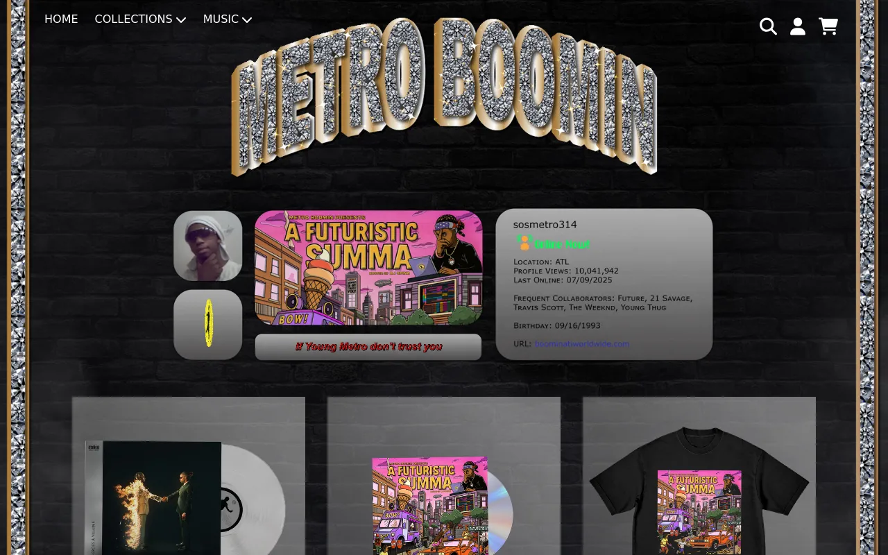 METRO BOOMIN | SHOP screenshot