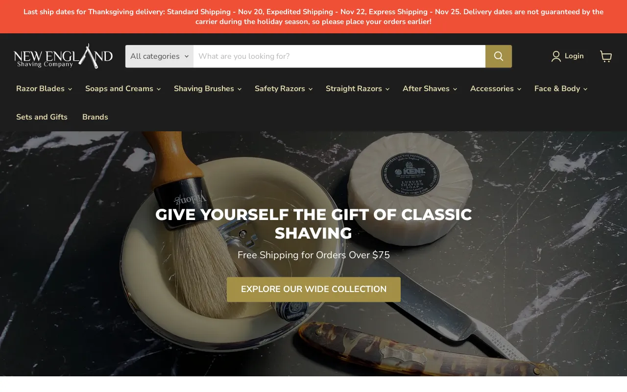 New England Shaving Company website screenshot