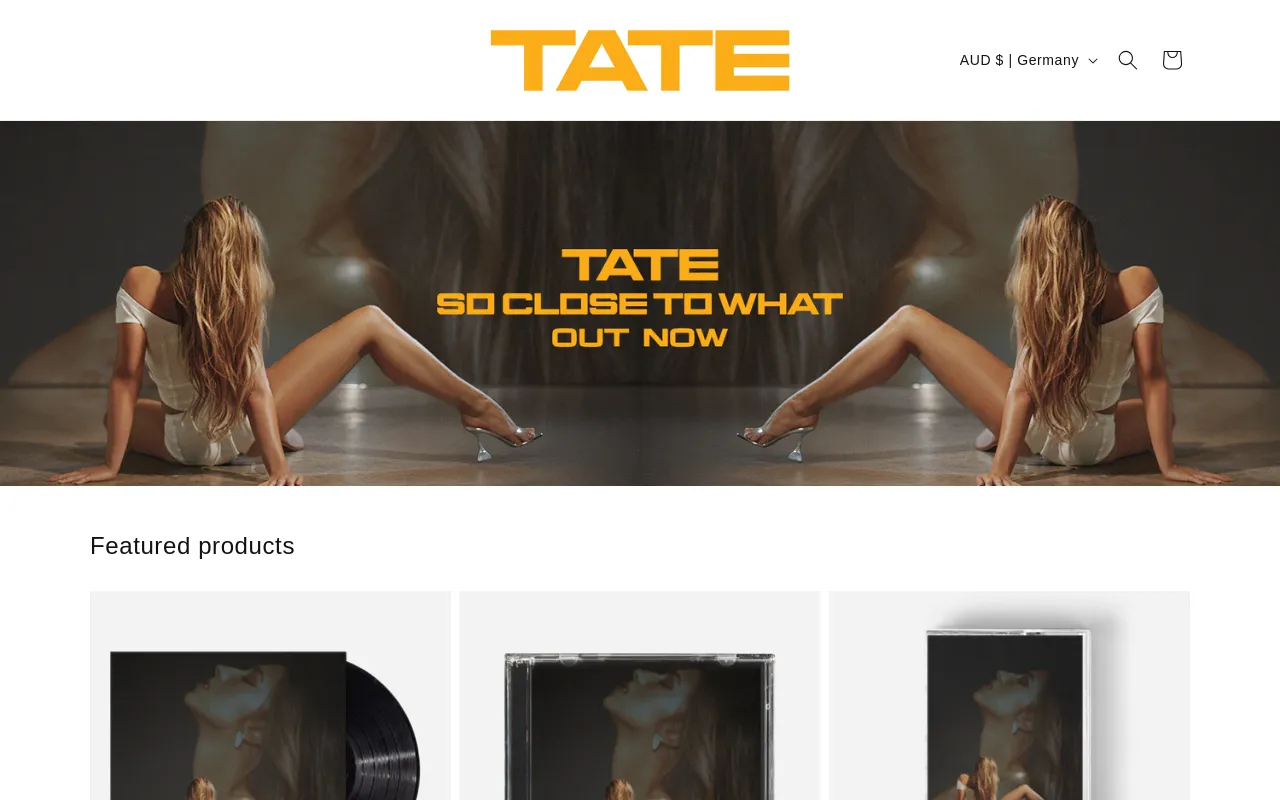 Tate McRae AU website screenshot
