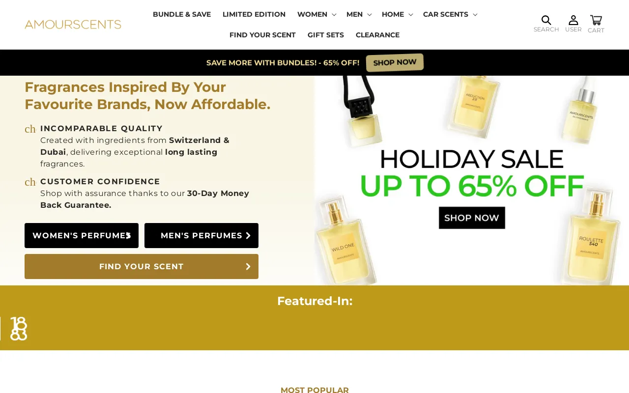 Amour Scents website screenshot