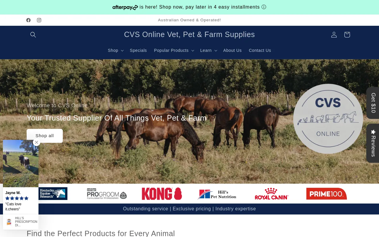 CVS Online Vet, Pet & Farm Supplies website screenshot