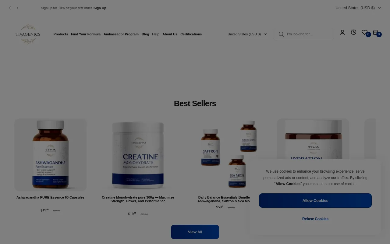 TIVAGENICS website screenshot