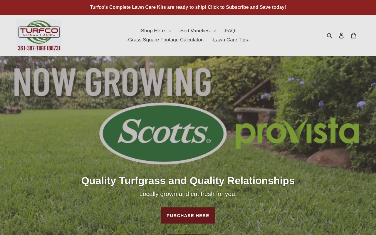 Turfco Grass Co, Inc website screenshot