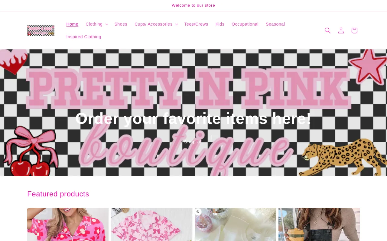 Pretty n Pink website screenshot