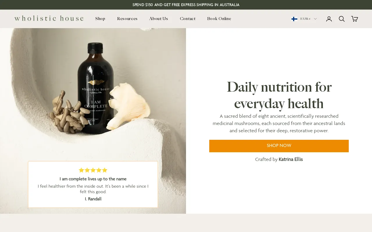 Wholistic House website screenshot