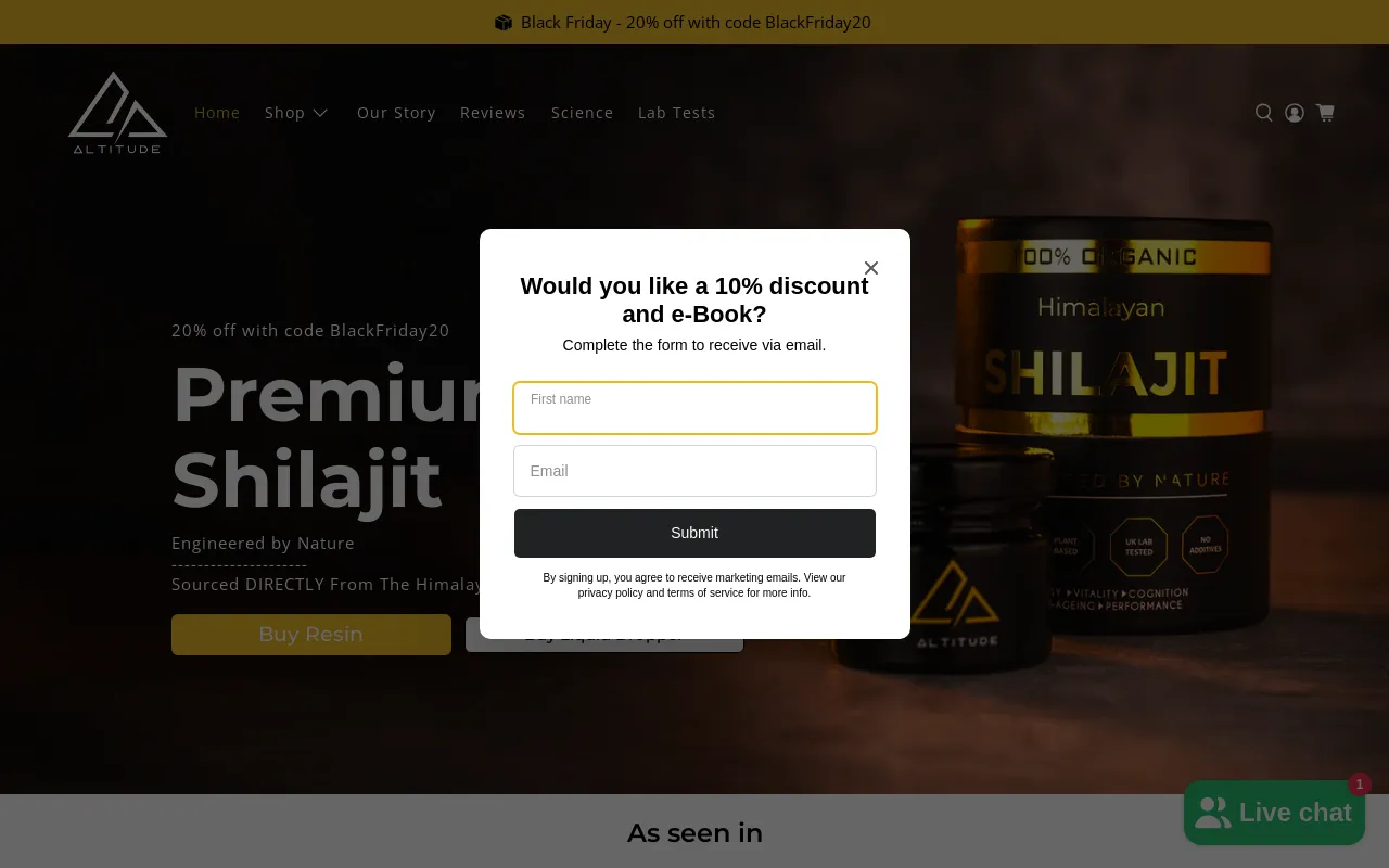 Altitude Supplements screenshot