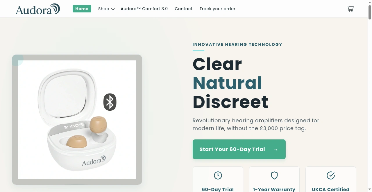 Audora website screenshot
