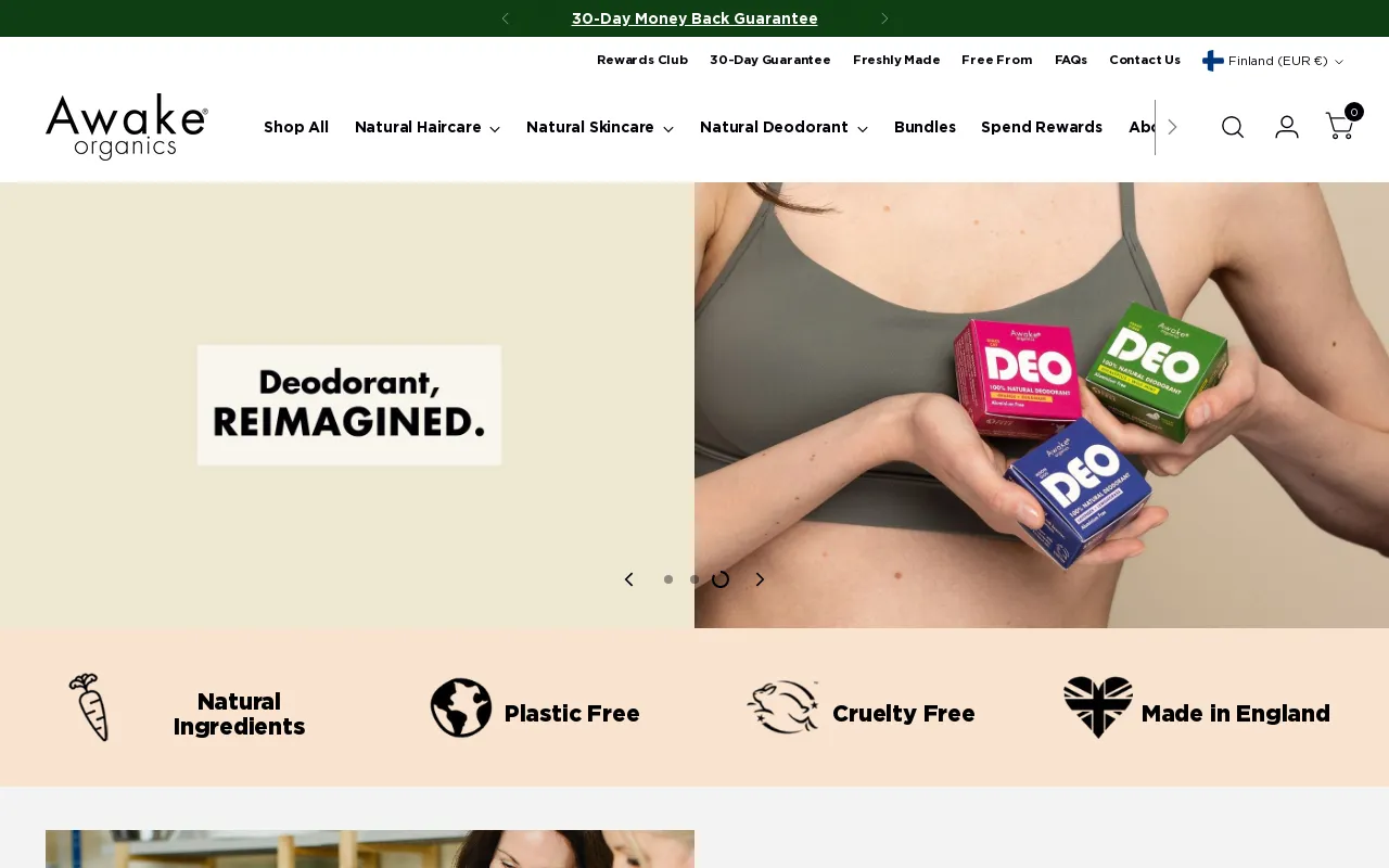 Awake Organics website screenshot