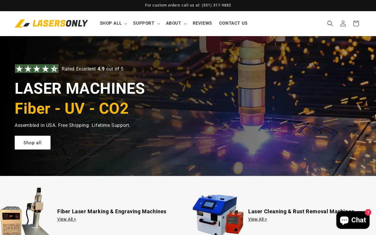 Lasers Only website screenshot