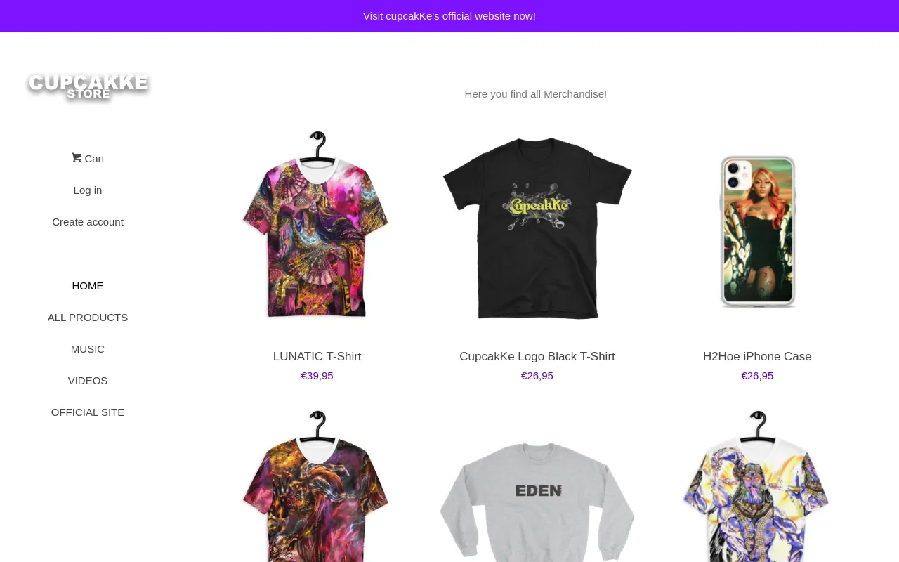 CupcakKe Store website screenshot