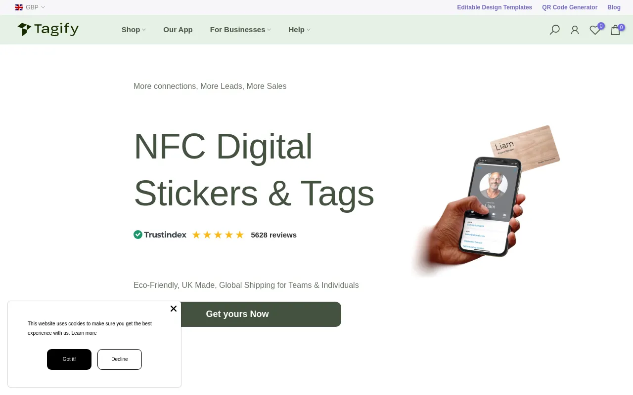 NFC Tagify website screenshot
