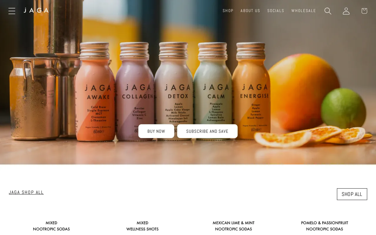 jAGA Drinks website screenshot