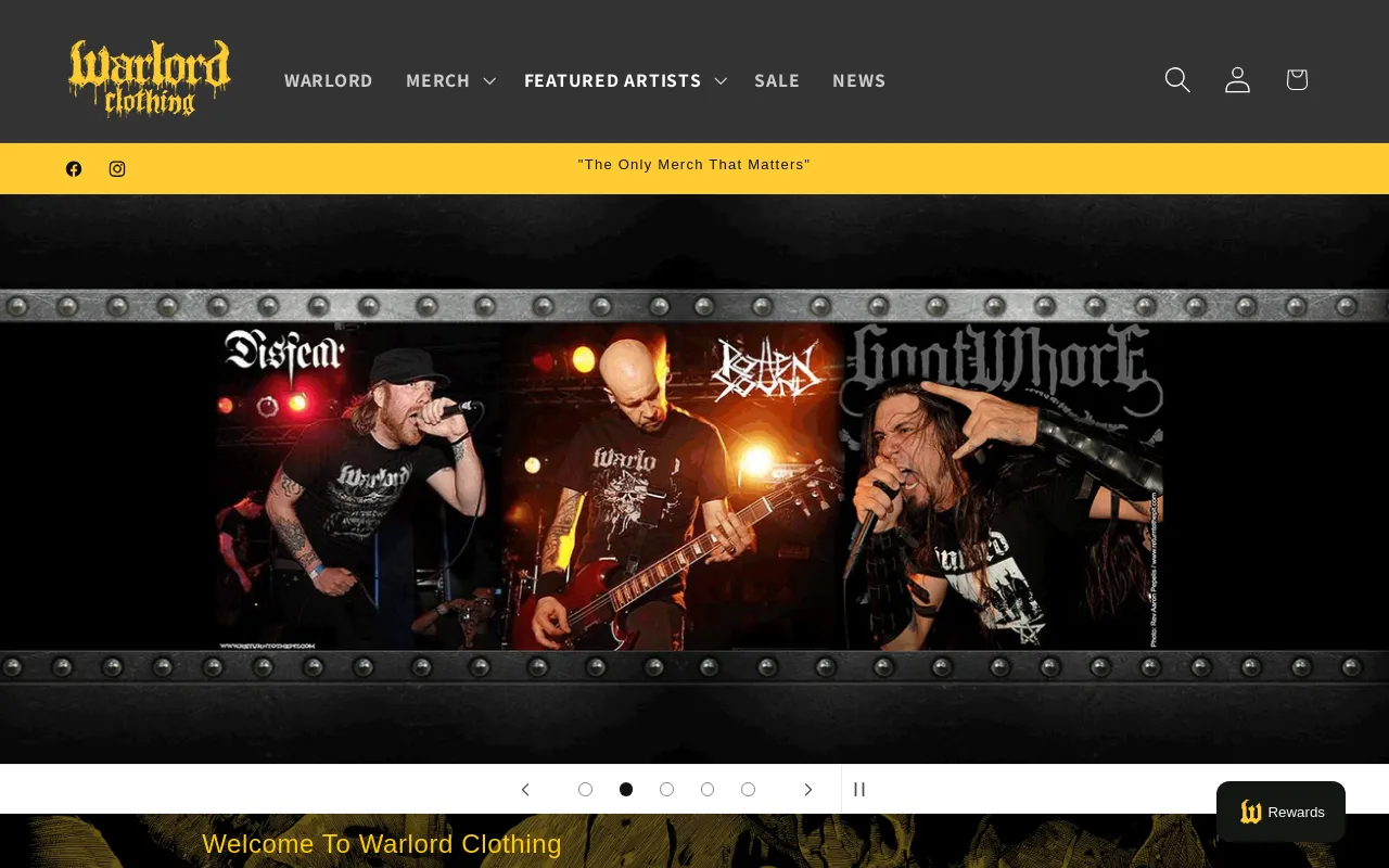 Warlord Clothing website screenshot