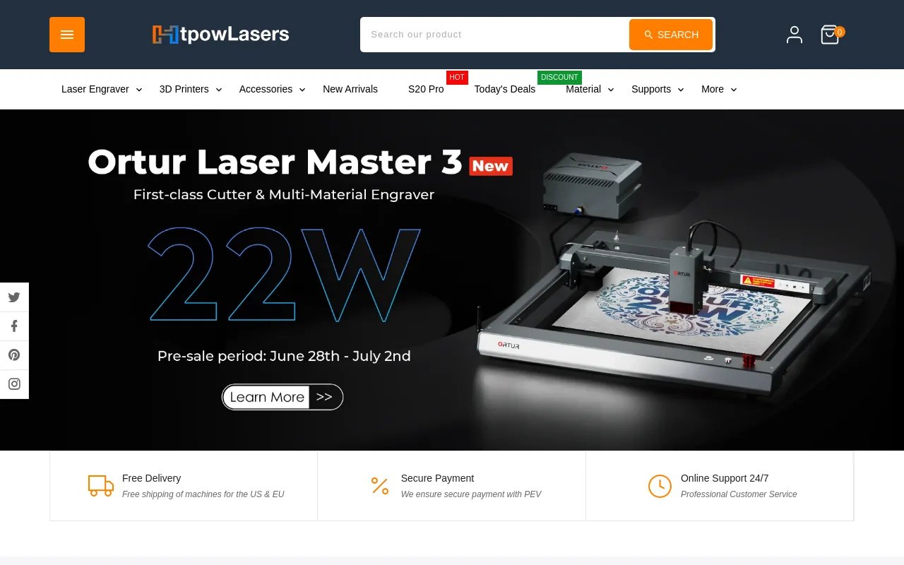 Htpowlasers website screenshot