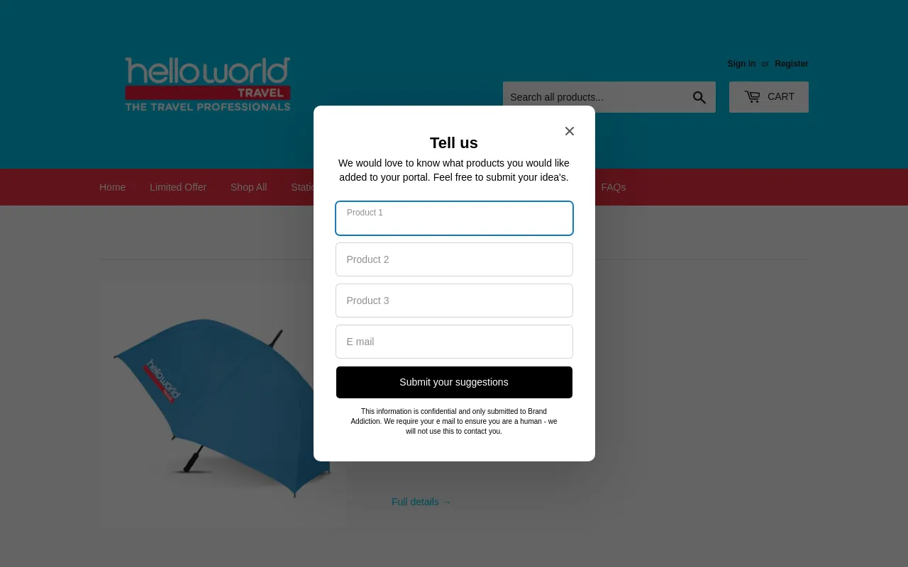 merchandise website screenshot