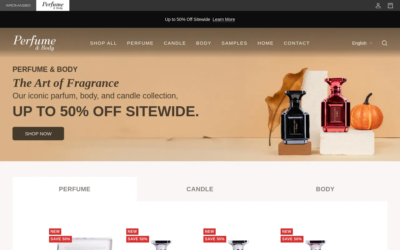 Perfume and Body website screenshot
