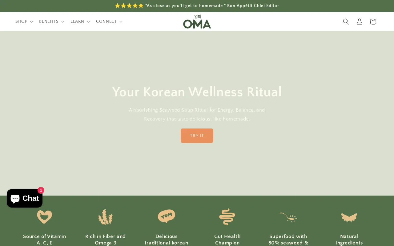 OMA Natural Food website screenshot