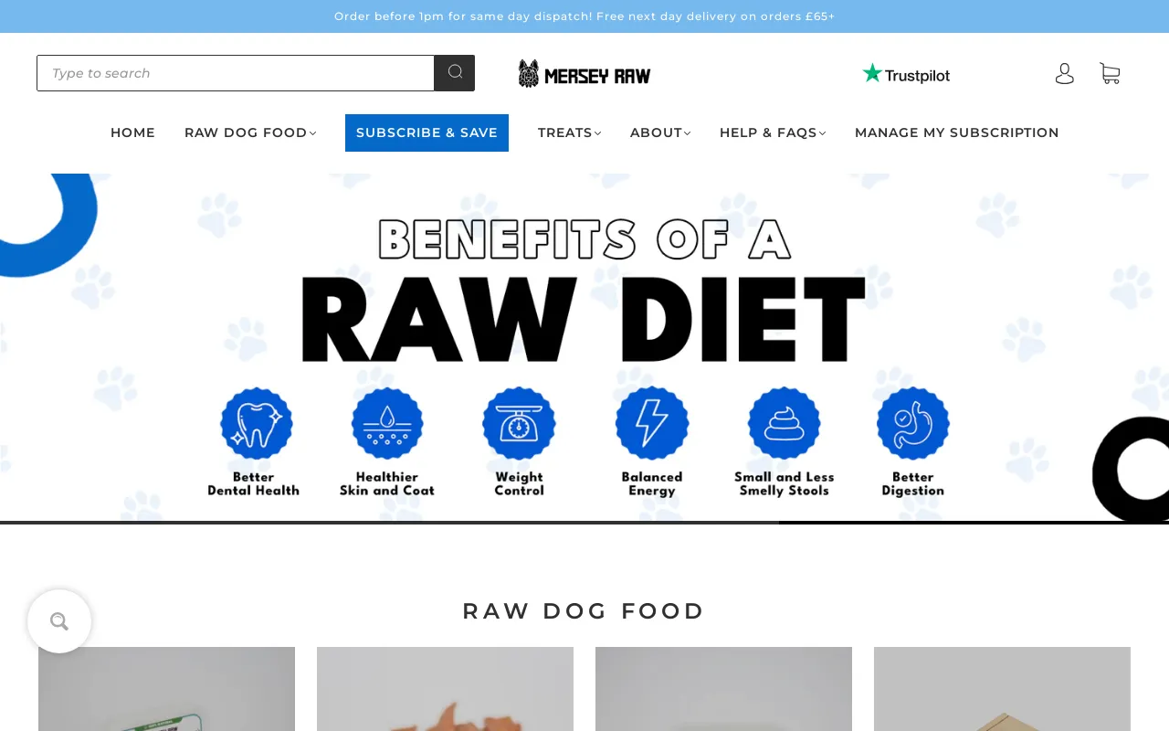 Mersey Raw Dog Food screenshot