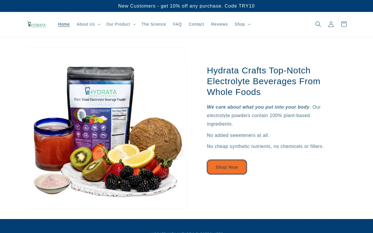 Hydrata website screenshot