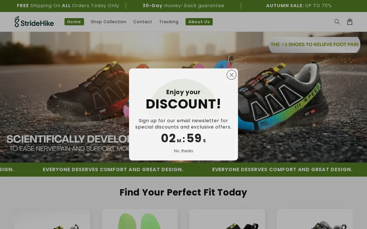 Stride Hike website screenshot