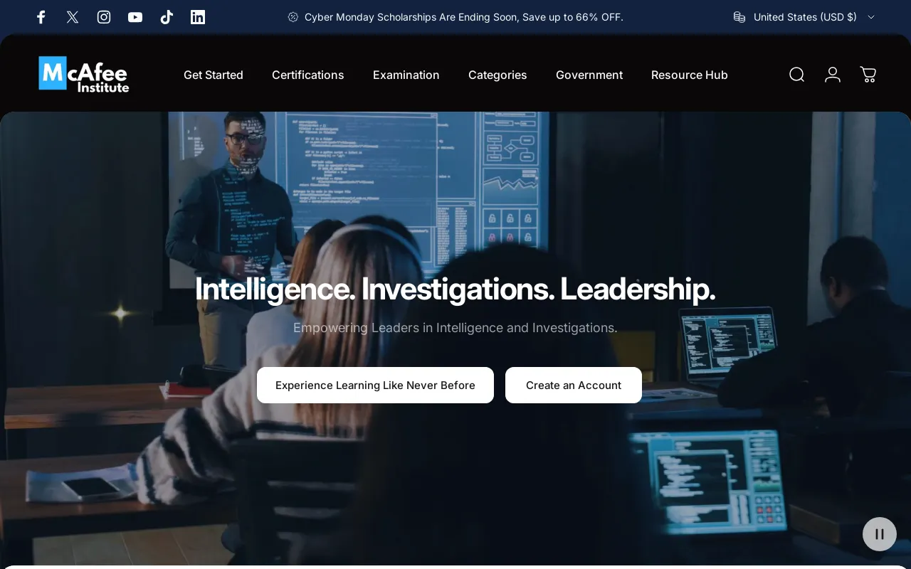 McAfee Institute screenshot